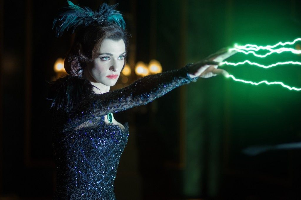 The evil Evanora (Rachel Weisz) is a satanic figure who encourages her sister Theodora to eat from an apple which turns her into the Wicked Witch of the West. Weisz plays Evanora as a charismatic embodiment of evil. (Photo courtesy Walt Disney Pictures)